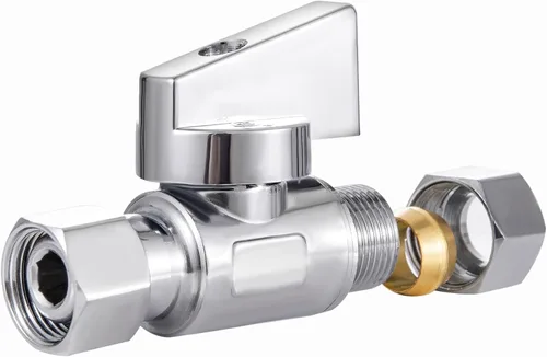 Vista 5 de 1 paquete de válvula de parada angular de latón sin plomo de 3/8 pulgadas Comp FIP x 3/8 pulgadas de compresión MIP válvula recta de agua de cuarto