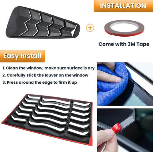 Vista 7 de Rejillas para ventanas laterales traseras para Ford Mustang 2005 2006 2007 2008 2009 2010 2011 2012 2013 2014 Cubierta de protección solar