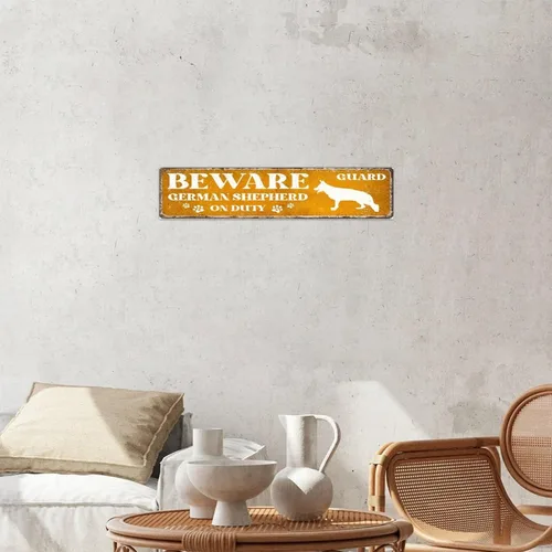 Vista 4 de Beware Guard Dogs on Duty Funny Wall Décor Wood Sign 4x18 Inch Dog Breed Dog Child Animal Farmhouse Wall Art Wood Plaque with Sayings Home Decor for