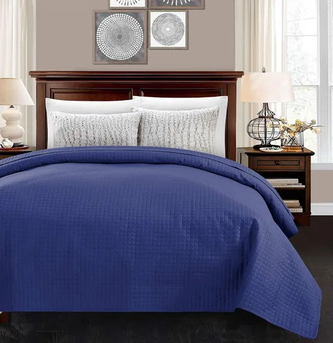 Vista 9 de Alpha Home - Colcha de cama ligera y acolchada, diseño de cuadros., Microfibra, Negro, Full/ Queen