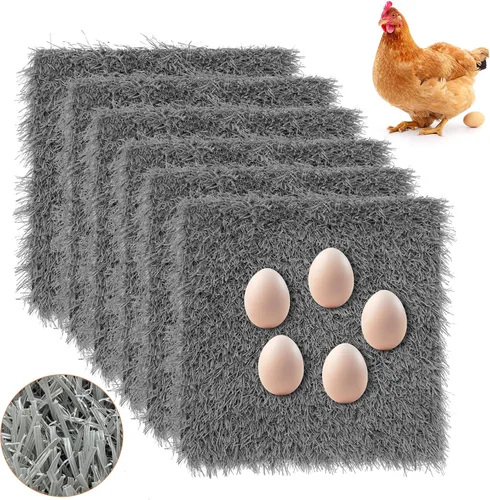 Vista 15 de Hamiledyi 6 almohadillas para anidar pollo, alfombra de césped artificial, alfombra de césped sintético de 12 x 12 pulgadas, lavable, ropa de cama