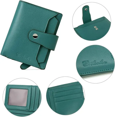 Vista 5 de BOSTANTEN - Billetera de cuero para mujer con bloqueo RFID, pequeña, con cremallera, de bolsillo, para tarjetas, con ventana para documento