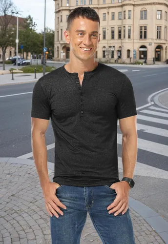 Vista 3 de KUYIGO Camisas Henley para hombre, estilo casual, ajustadas, básicas, de A01 Negro Puro