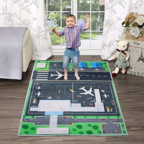 Vista 5 de Alfombra de dormitorio infantil de 31 a 47 pulgadas, alfombra creativa de diversión para el aeropuerto, alfombra suave para niños, bonita alfombra