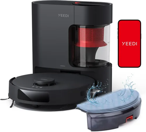 Vista 9 de Yeedi C12 Plus Robot aspiradora y trapeador, succión fuerte de 8000 Pa, almacenamiento de polvo de 7 semanas, contenedor de polvo sin bolsa