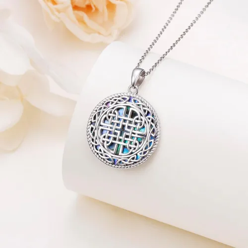 Vista 4 de Alphm Joyería de plata esterlina S925 Dara nudo celta buena suerte medallón irlandés colgante collar joyería para mujeres hombres