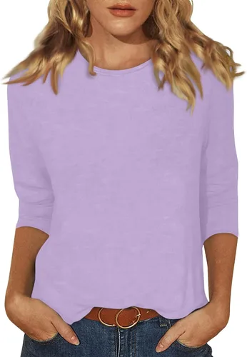 Vista 10 de Blouses for Women 2025 Three Quarter Sleeve Round Neck T Shirt Hawaiian Printing Trendy Fashion Beach Tops
