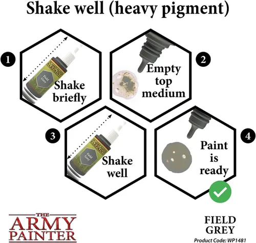 Vista 6 de The Army Painter Field Grey Warpaint - Pintura acrílica a base de agua muy pigmentada para juegos de rol de mesa, juegos de mesa y juegos de guerra