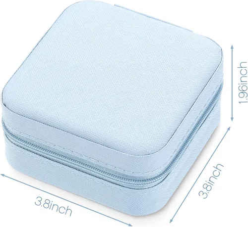 Vista 2 de Hicarer 4 cajas pequeñas de joyería de viaje de piel sintética organizador de joyas portátil de viaje para anillos aretes collar para niñas y mujeres