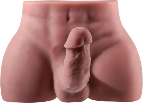 Vista 5 de Muñeca sexual masculina marrón con consolador flexible, consolador grueso realista para mujeres, hombres, parejas homosexuales, 10.2 x 7.1 pulgadas