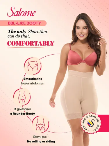 Vista 2 de Salome 0218 High Waist Compression Shapewear Tummy Control Daily Use Shorts Fajas Colombianas Levanta Cola Beige 218