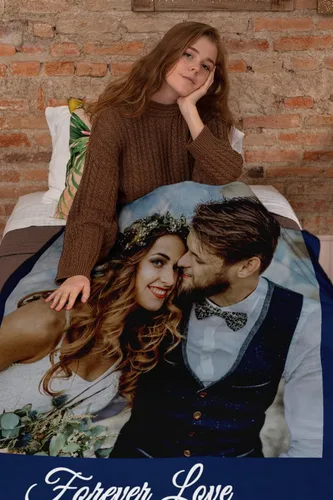 Vista 6 de MeMoShe Mantas personalizadas con fotos, regalos personalizados para parejas, manta de foto personalizada, regalos personalizados de "Te quiero