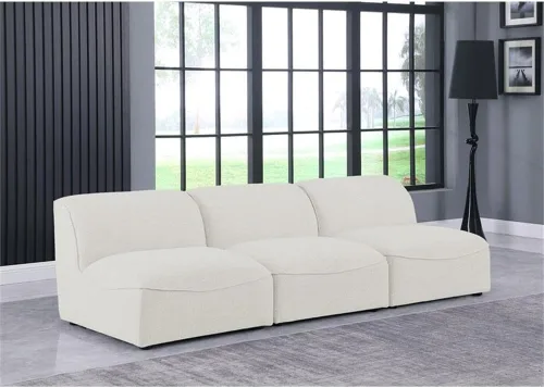Vista 10 de Meridian Furniture 683Cream-S99 Colección Miramar Modern Sofá modular tapizado con textura de lino contemporáneo, crema, 99 pulgadas de ancho x 38