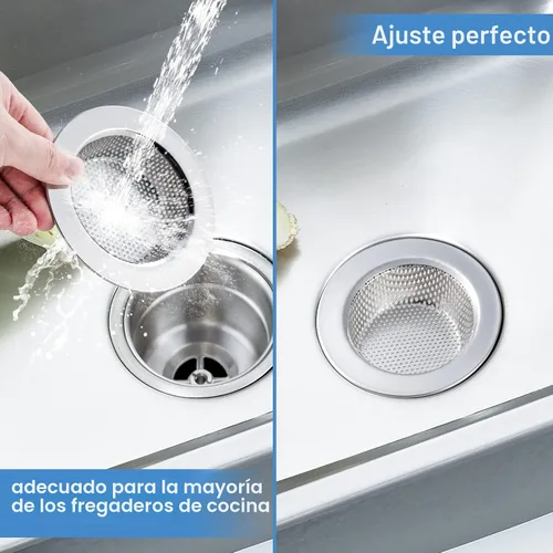 Vista 7 de Honmein 2 Piezas Colador de Fregadero para la Mayoría de Cestas de Drenaje de Fregadero de Cocina, Diseño Seguro de Doble Capa Mejorado Colador