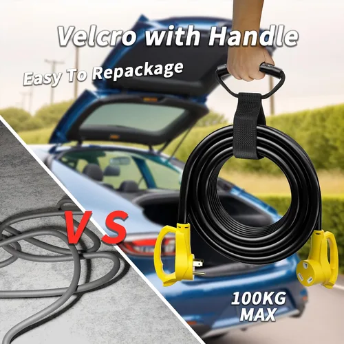 Vista 5 de PlugSaf - Cable de extensión para caravana de 15 pies y 30 amperios para exteriores, 10AWG 125V 3750W STW, color amarillo NEMA TT-30P/R, Flexible