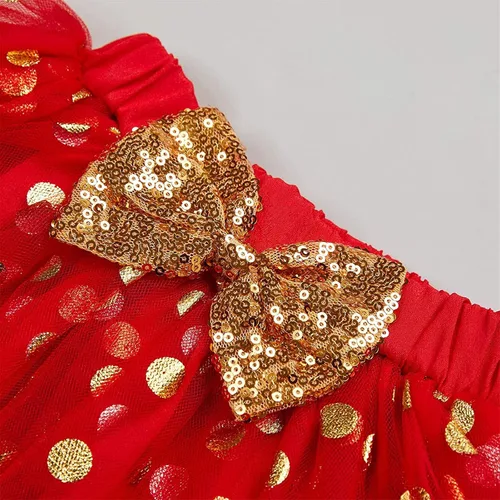 Vista 5 de My First Christmas Clothes Baby Girls My 1st Christmas Romper Top Falda tutú de puntos calentadores de piernas diadema y conjunto de 4 piezas