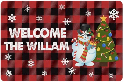 Vista 10 de Tapete de Navidad personalizado para exteriores, tapete de bienvenida personalizado con nombre, tapete de Navidad antideslizante personalizado