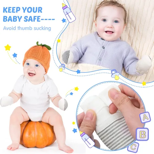 Vista 4 de 8 pares de manoplas ajustables para bebé, sin arañazos, guantes de bebé recién nacido, unisex, para bebé