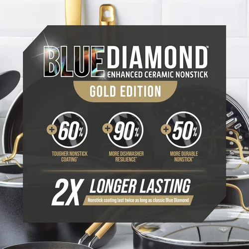 Vista 3 de Blue Diamond Sartén antiadherente de cerámica con infusión de diamante de 5 Negro