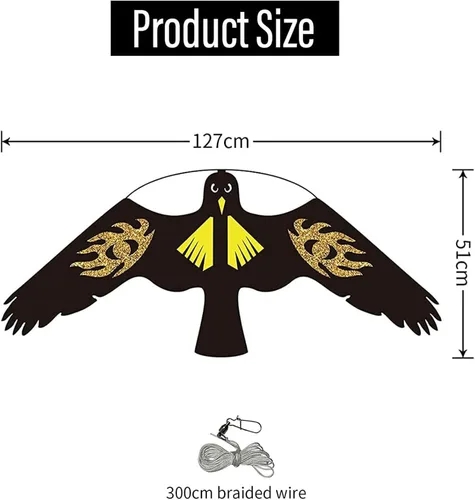 Vista 3 de Cometa de Halcón para Aves, Cometa Voladora para Protección de Cultivos Espantapájaros, Cometas Voladoras Sin Mástil - Estilo E
