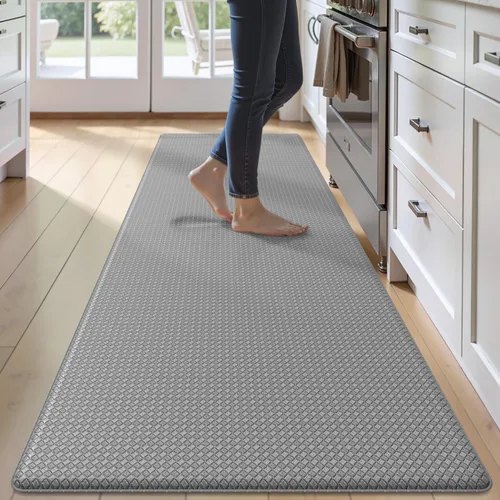 Vista 13 de Tapetes de cocina acolchados antifatiga, impermeable, acolchado de espuma viscoelástica para estar de pie, 17 x 59 pulgadas, color azul