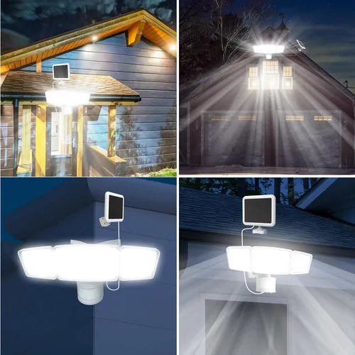 Vista 7 de Energetic - Luces solares para exteriores, 1800 lm, 192 luces LED de seguridad con sensor de movimiento con control remoto, reflector impermeable