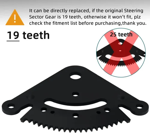 Vista 3 de Kit de engranaje del sector de dirección de 19 dientes compatible con cortacésped John Deere modelos D100 D105 D110 D120 D125 D130 D140 D150 D160