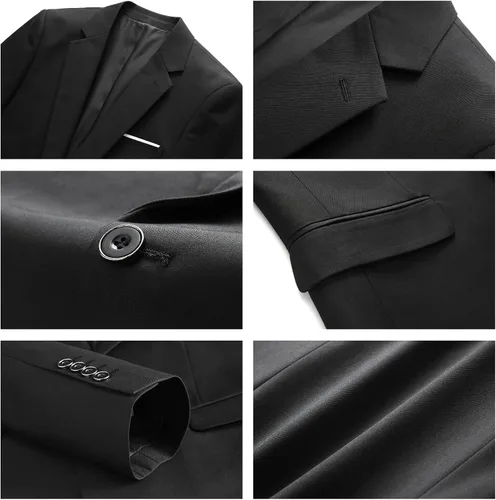 Vista 5 de Traje de 2 piezas para hombre, ajustado, con un botón, chaqueta y pantalones, negocios, boda, fiesta, regreso a casa, trajes para hombres