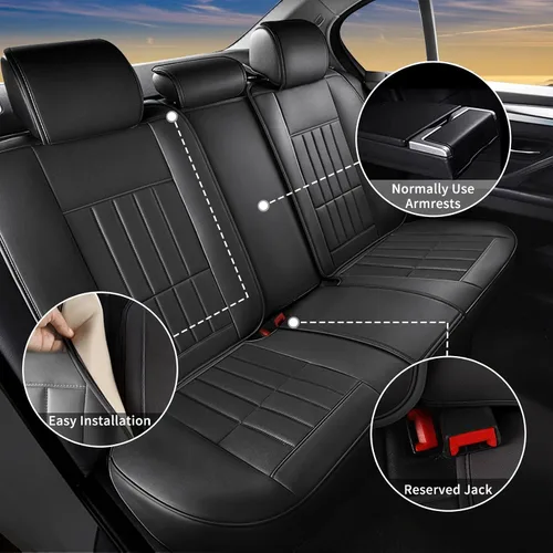 Vista 2 de Fundas de asiento de automóvil para Kia Optima 2002-2020: juego completo de cojines de asiento de vehículo, de cuero impermeable, protector Set