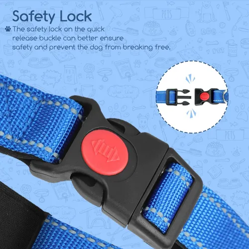 Vista 3 de Nobleza - Collar para perros grandes, collar reflectante ajustable para perros con cierre de seguridad y hebilla de liberación rápida, collar