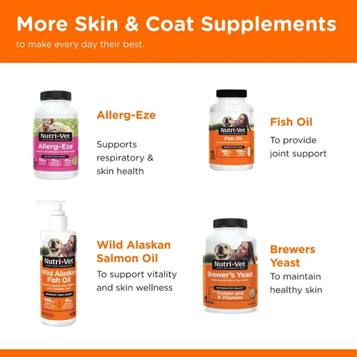 Vista 12 de Nutri-Vet Shed Defense - Masticables suaves para perros, suplemento de piel y pelaje para perros, Omega 3 de aceite de pescado, tratamiento