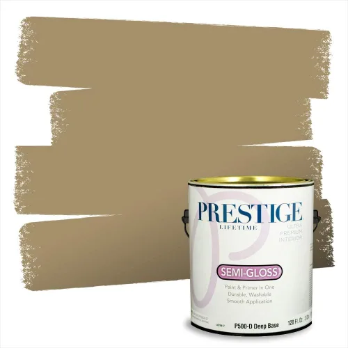 Vista 119 de PRESTIGE Pinturas de pintura exterior e imprimación en uno, 1 galón, plano, combinación comparable de Benjamin Moore* Manzanilla*