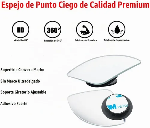 Vista 6 de Ampper Espejo de Punto Ciego en Forma de Abanico, Vidrio HD sin Marco Adhesivo Ajustable Convexo de Gran Angular Retrovisor Espejo para Automóvil