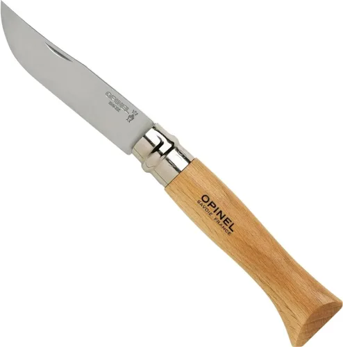 Vista 14 de OPINEL Nº 06 INOX - Cuchillo de bolsillo plegable de acero inoxidable Sandvik, mango de madera de haya, hoja de 2.87 pulgadas, collar de bloqueo