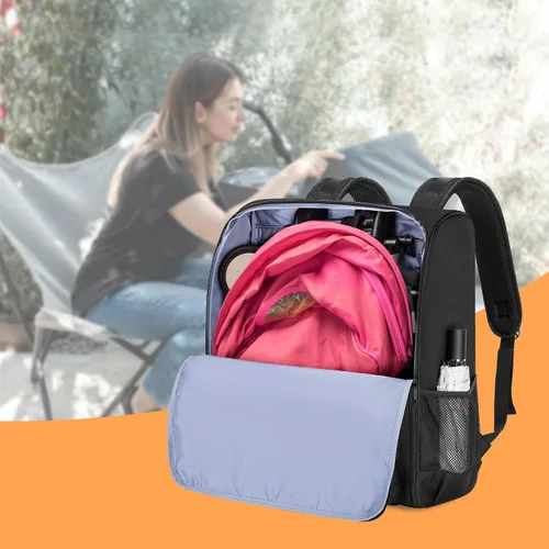 Vista 6 de Mochila para cochecito compatible con BABYZEN YOYO2, color negro, diseño patentado Asa acolchada envuelta, correa para el hombro, cinturón