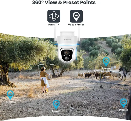Vista 4 de Cámara de seguridad celular 4G LTE inalámbrica para exteriores, no necesita WiFi, visión nocturna a color 2K, panorámica/inclinación de 360°
