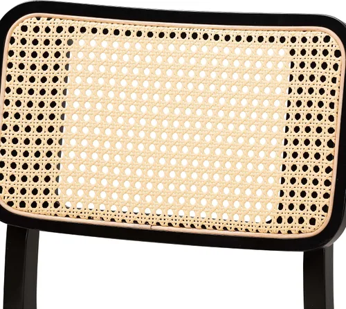 Vista 6 de Baxton Studio Dannon - Juego de 2 sillas de comedor, color crema/negro/marrón claro
