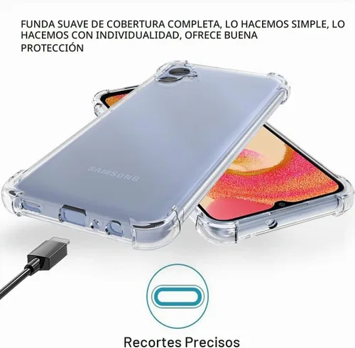 Vista 7 de Osophter Para Samsung Galaxy A04E Caso: Transparente Transparente Con Protector De Pantalla TPU Absorción De Golpes Flexible Cubierta Del Teléfono