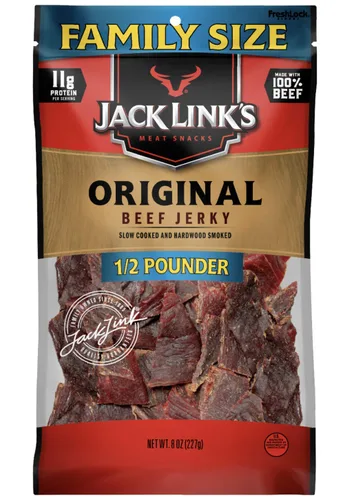Vista 5 de Jack Link's Carne seca original y cero azúcar paquete variado (2 bolsas)