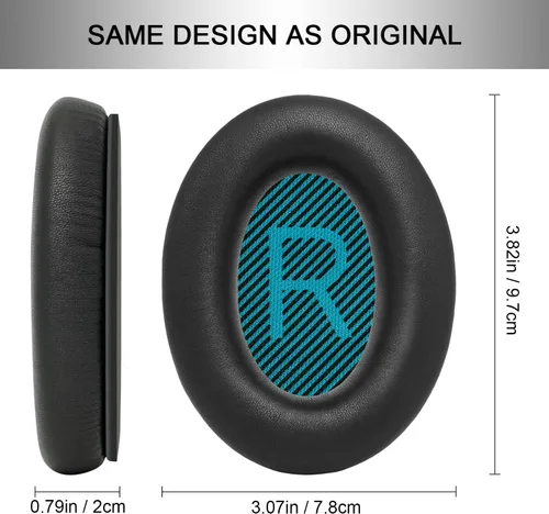 Vista 3 de GEVO Almohadillas de repuesto para auriculares Bose QC25, almohadillas para auriculares Bose QuietComfort QC2 QC15 Ae2 Ae2i Ae2w, piel de oveja