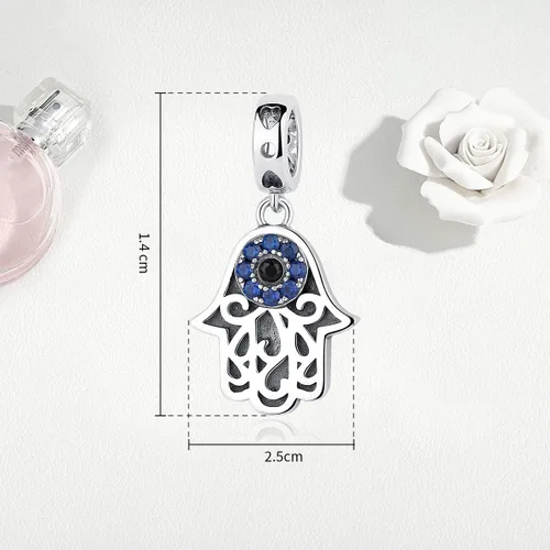 Vista 54 de BISAER Hamsa - Dije de mano de plata de ley, piedras preciosas azules de mal de ojo, se adapta a brazalete, pulsera, collar
