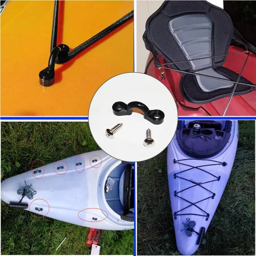 Vista 6 de Kit de 10 trabillas para kayak, kit de aparejo de cubierta de bucles de amarre para kayak, ojo de nailon y tornillos de acero inoxidable para canoa