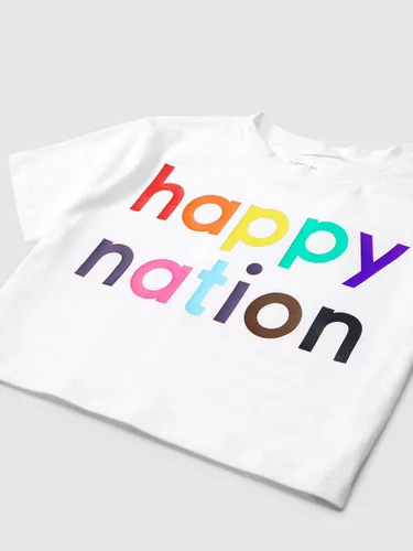 Vista 4 de happy nation Camiseta corta de algodón de gran tamaño (tamaño regular y extragrande)