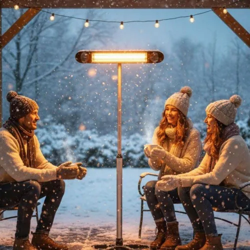 Vista 9 de Veito Blade Calentadores 1500W (Negro) IP55 weatherproof carbon infrared heater with remote. Premium indoor & outdoor wall mount for patios, homes
