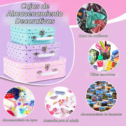 Vista 2 de Eazy2hD Maletas de cartón, juego de 3 cajas de almacenamiento decorativas