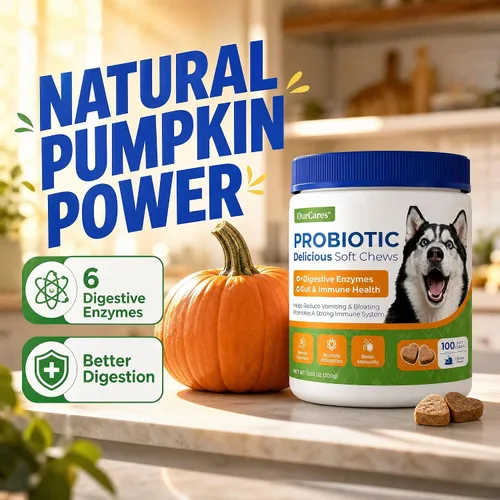 Vista 7 de Probióticos para perros, masticables digestivos, calabaza