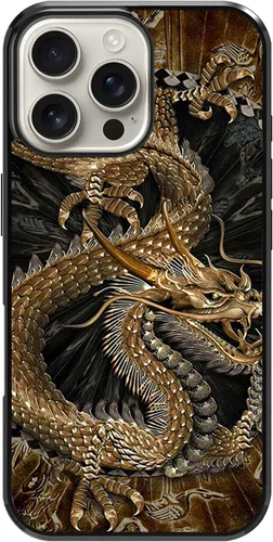 Vista 130 de Funda para iPhone Air - Funda de teléfono con patrón de dragón dorado chino - Funda de TPU con protección de absorción de impactos