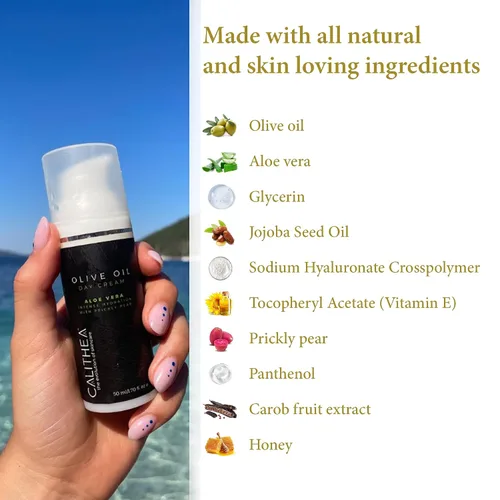 Vista 4 de Calithea Crema hidratante facial para una piel sana, brillante y equilibrada con aloe vera, tuna y aceite de oliva