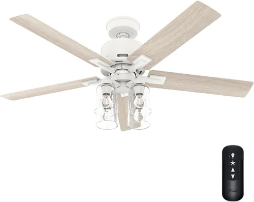 Vista 10 de Hunter Techne, ventilador de techo, inteligente, silencioso, 52 pulgadas, negro mate con luces LED y control remoto, montaje estándar, 5