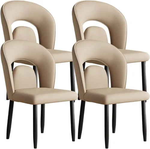 Vista 26 de YVYKFZD Leather Dining Chairs, Kitchen Chairs Set with Curved Back, Upholstered Dining Room Chair, Armless Comfy Side Chair, for Living Room, Dark